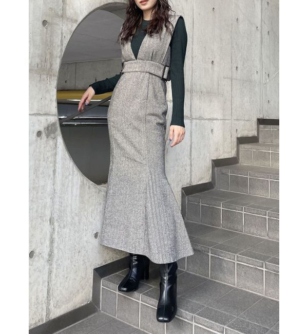 MURUA「サイドベルトジャンパースカート」|ジャンパースカート|ダークミックス