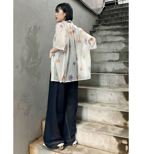 MURUA「フラワーシアーオープンカラーシャツ【WEB限定】」|シャツ・ブラウス|