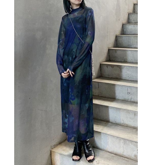 MURUA「ニュアンスパターンシアーワンピース」|ワンピース|