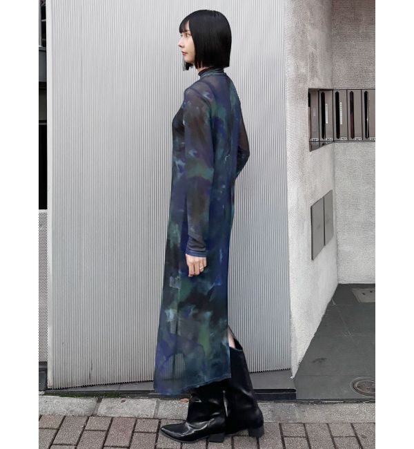 MURUA「ニュアンスパターンシアーワンピース」|ワンピース|