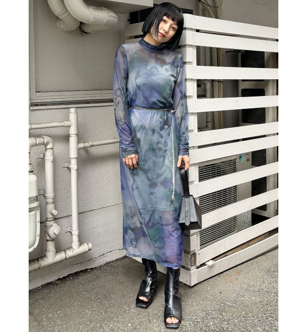 MURUA「ニュアンスパターンシアーワンピース」|ワンピース|