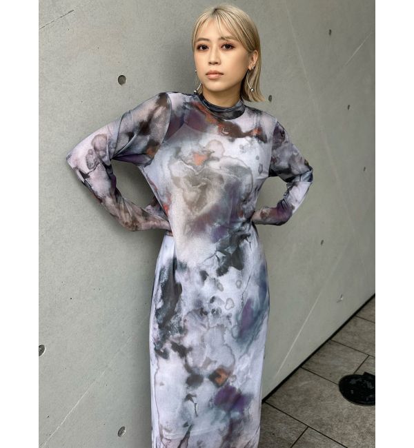 MURUA「ニュアンスパターンシアーワンピース」|ワンピース|