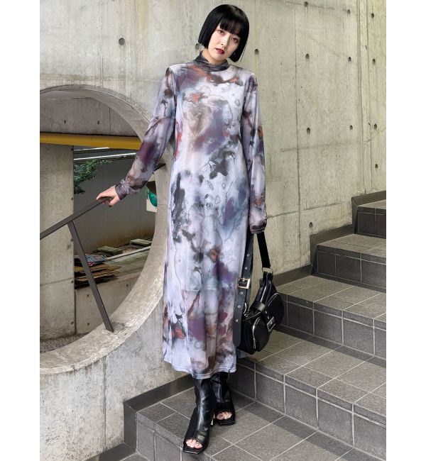 MURUA「ニュアンスパターンシアーワンピース」|ワンピース|