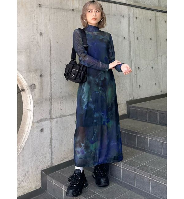 MURUA「ニュアンスパターンシアーワンピース」|ワンピース|