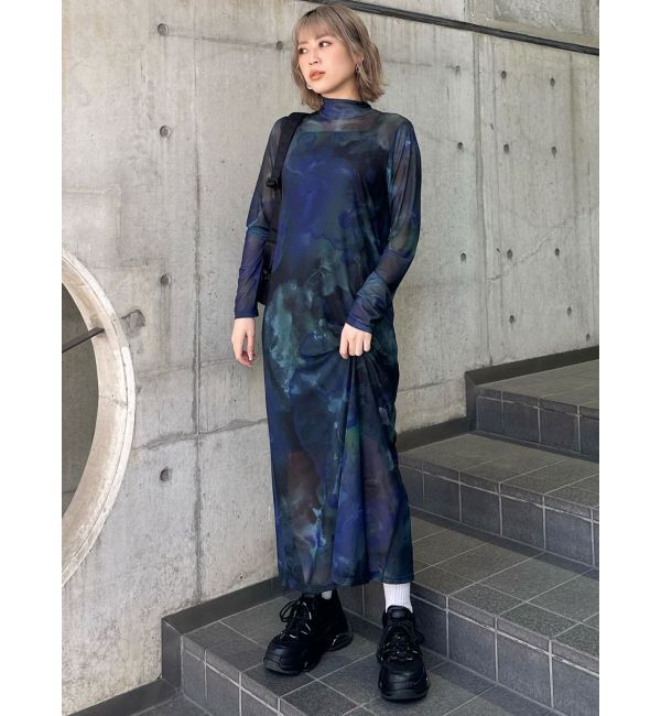 MURUA「ニュアンスパターンシアーワンピース」|ワンピース|