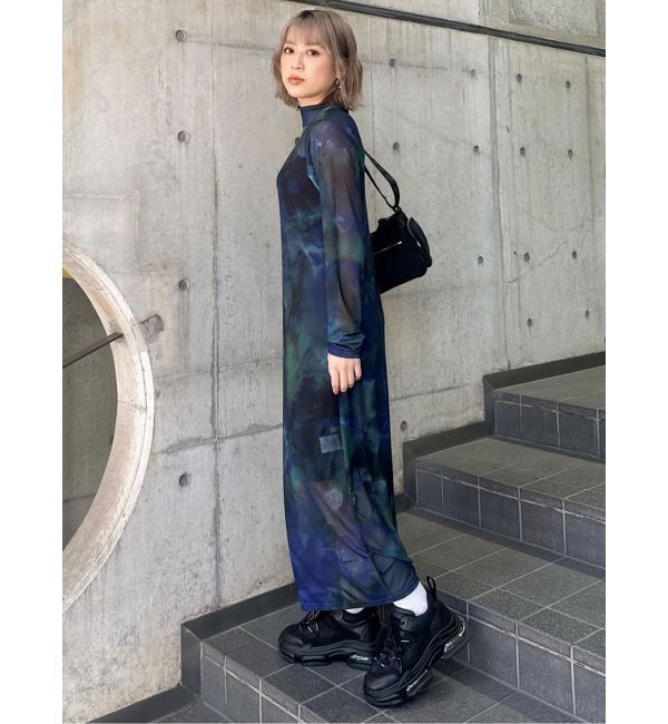 MURUA「ニュアンスパターンシアーワンピース」|ワンピース|