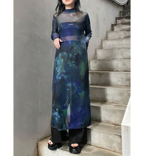 MURUA「ニュアンスパターンシアーワンピース」|ワンピース|