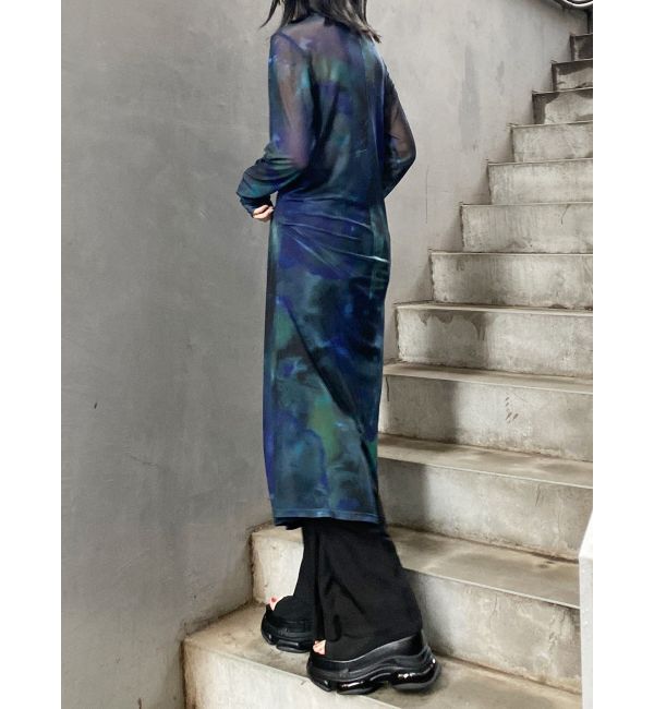 MURUA「ニュアンスパターンシアーワンピース」|ワンピース|