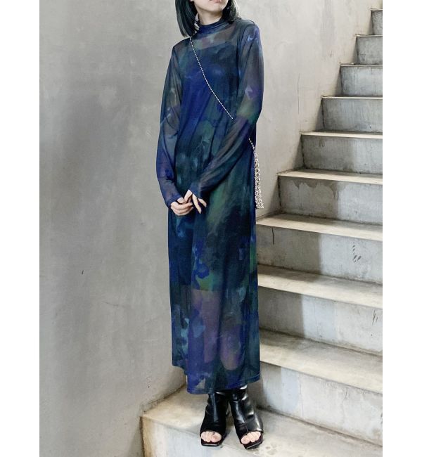 MURUA「ニュアンスパターンシアーワンピース」|ワンピース|ブラック