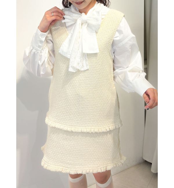 merry jenny「ツイードミニジャンスカ」|ジャンパースカート|アイボリー