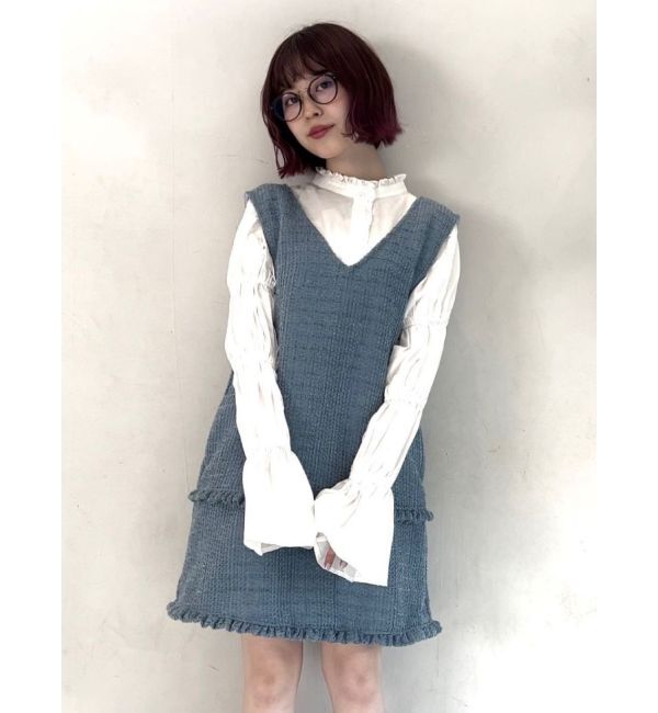 merry jenny「ツイードミニジャンスカ」|ジャンパースカート|ブルー