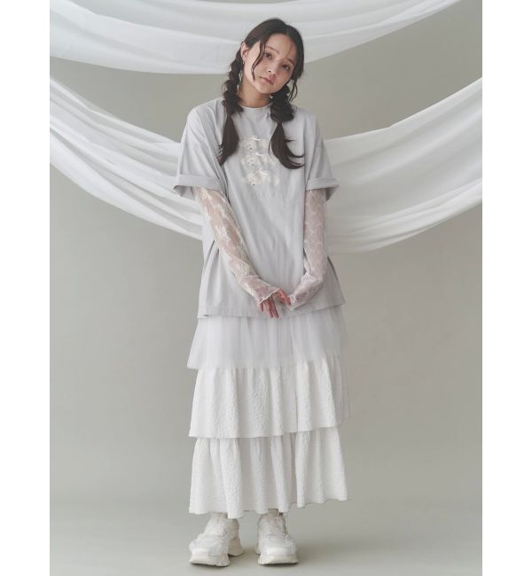 merry jenny「シアーレースコンビtops」|Tシャツ・カットソー|