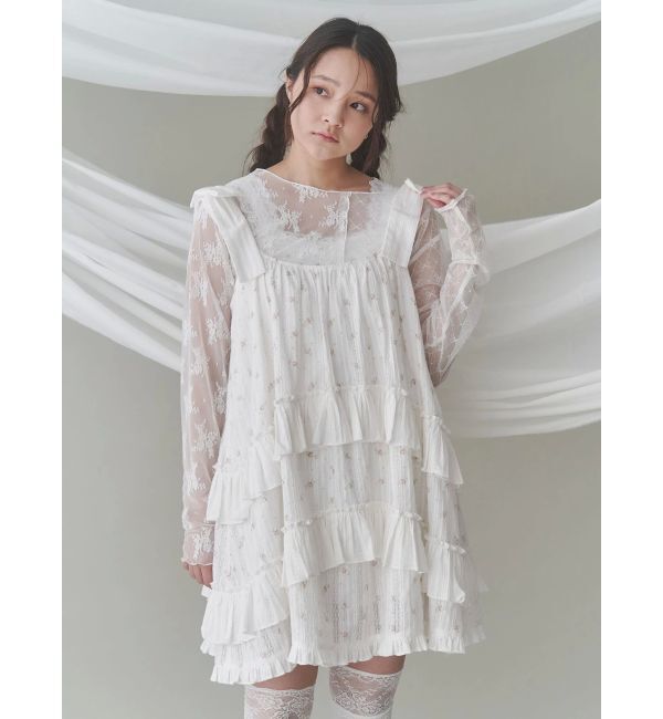 merry jenny「シアーレースコンビtops」|Tシャツ・カットソー|