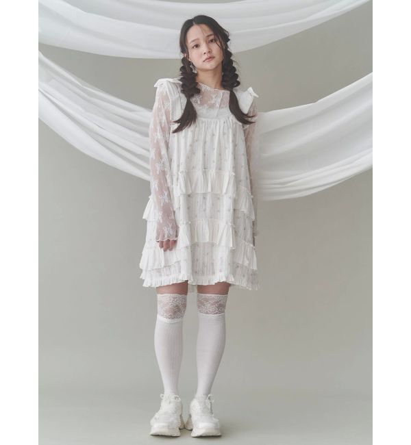 merry jenny「シアーレースコンビtops」|Tシャツ・カットソー|