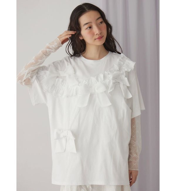 merry jenny「シアーレースコンビtops」|Tシャツ・カットソー|