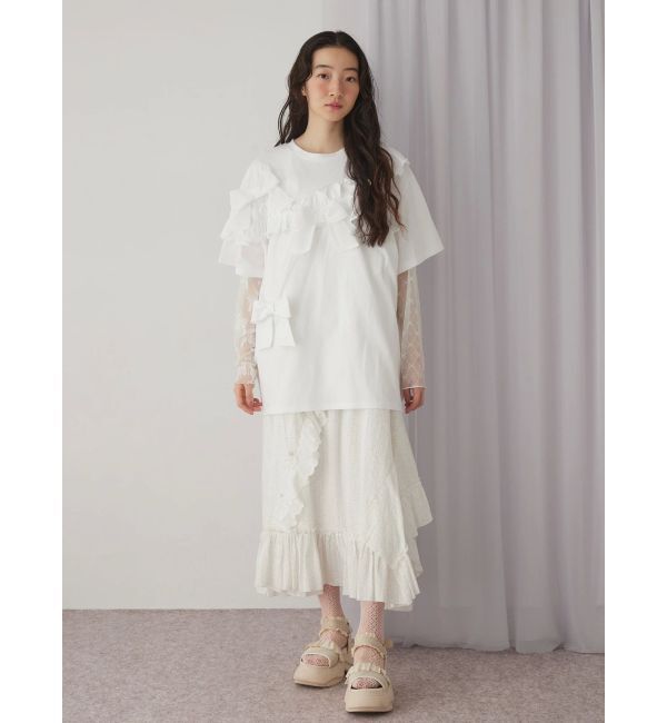 merry jenny「シアーレースコンビtops」|Tシャツ・カットソー|