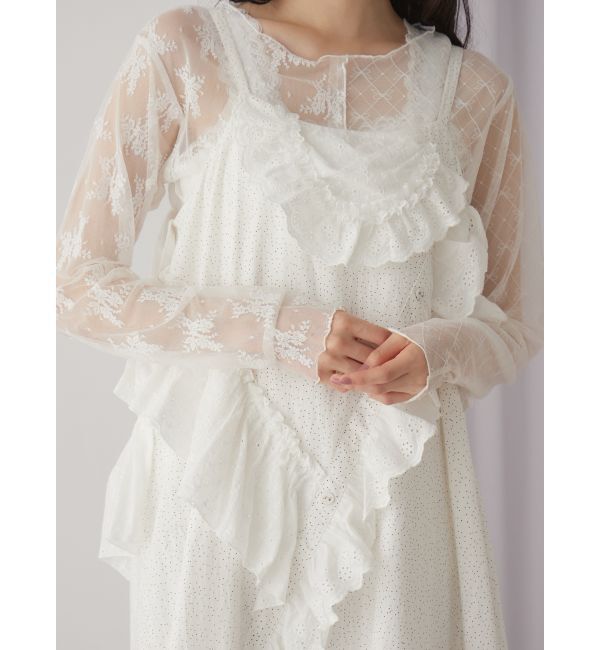 merry jenny「シアーレースコンビtops」|Tシャツ・カットソー|