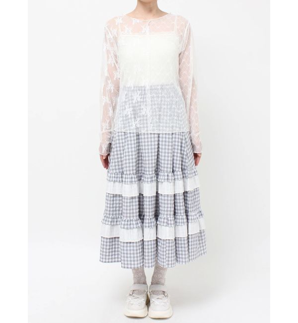 merry jenny「シアーレースコンビtops」|Tシャツ・カットソー|