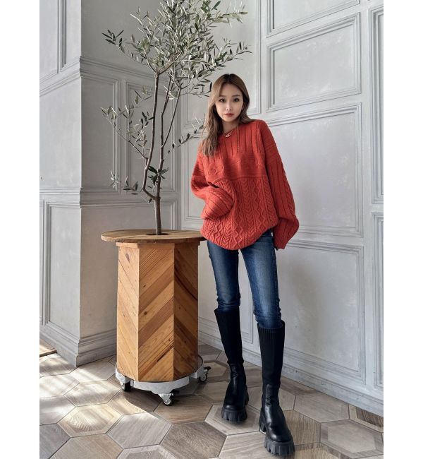 GYDA「BODACIOUS ケーブルニットトップス」|ニット・セーター|