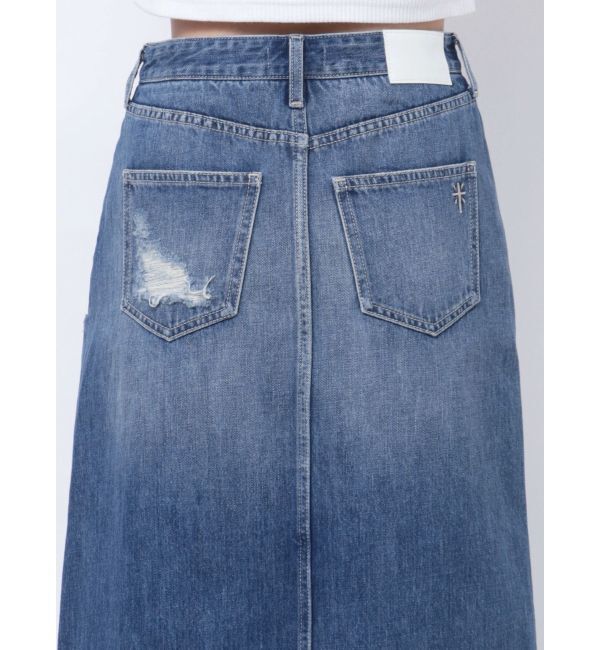 GYDA「ハイウエストレイヤードリメイクロングデニムスカートライクショートパンツ」|スカート|