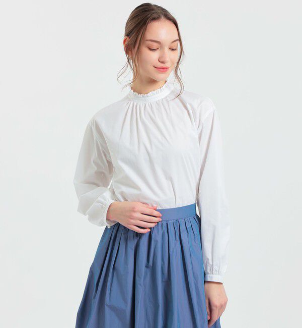 MACKINTOSH PHILOSOPHY「コットンシルクフリルカラーブラウス」|シャツ・ブラウス|オフホワイト