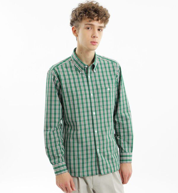 MACKINTOSH PHILOSOPHY「長袖ボタンダウンシャツ 無地/チェック」|シャツ・ブラウス|グリーンチェック
