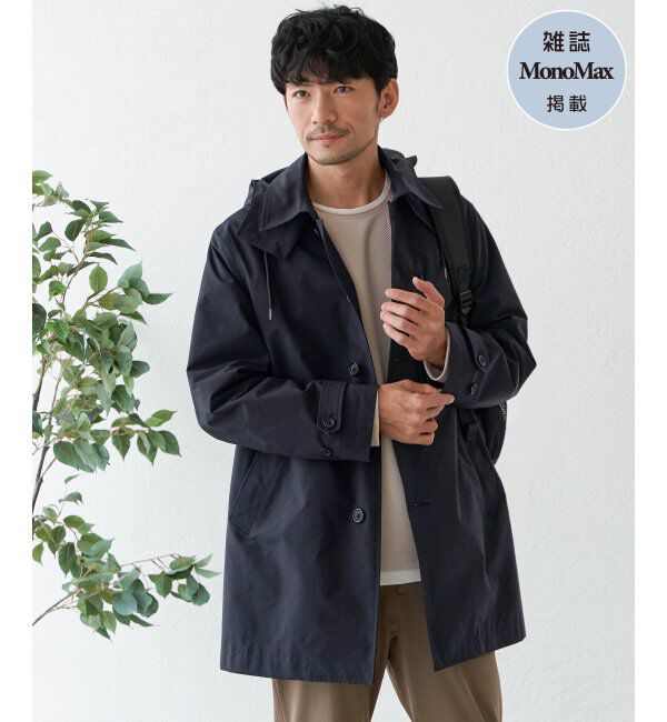 IKKA LOUNGE「撥水フードステンカラーコート」|その他|ネイビーブルー