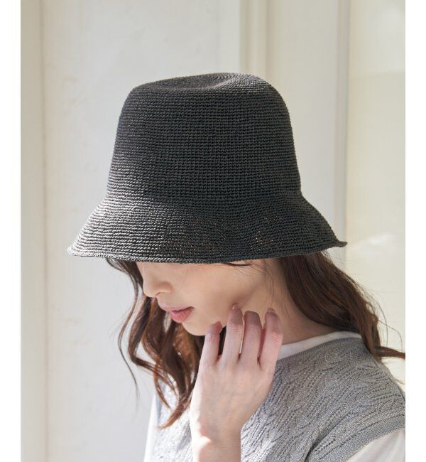 ikka「雑材細こま編みハット」|その他|ブラック