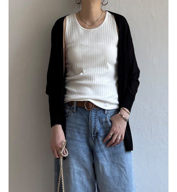 Lbc with Life「リネンライクトッパーカーディガン」|カーディガン|ブラック