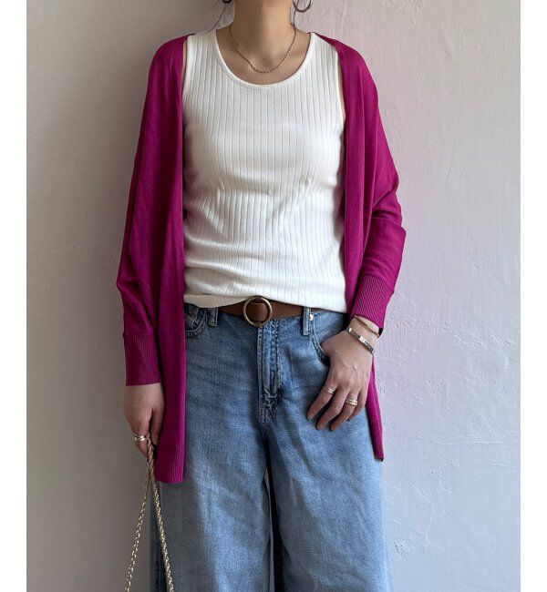 Lbc with Life「リネンライクトッパーカーディガン」|カーディガン|ピンク