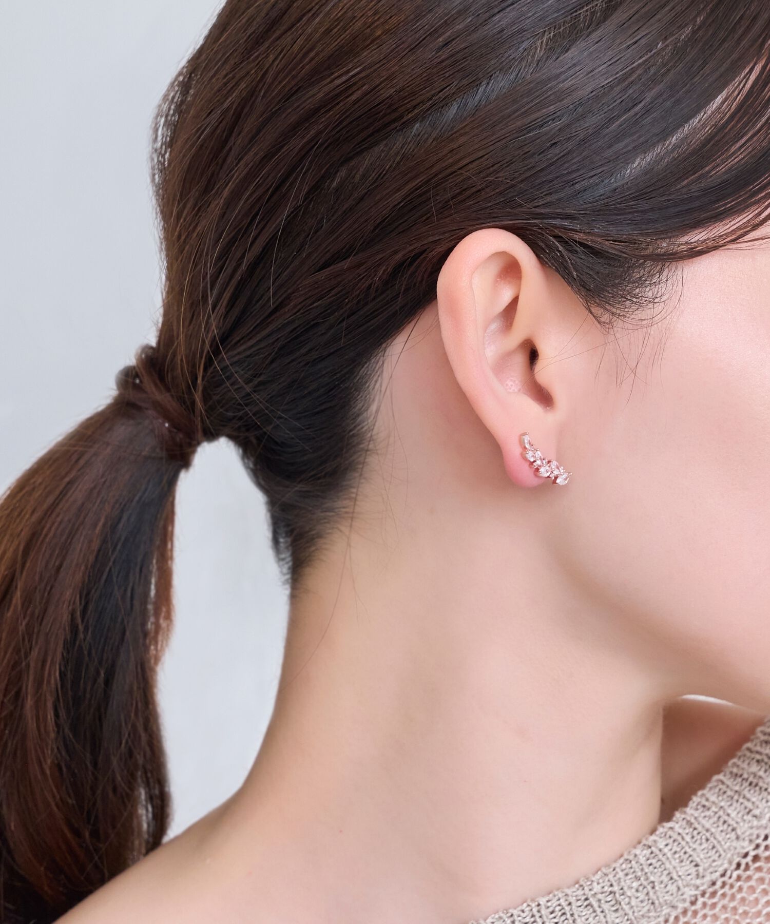 Phoebe「リーフグレースビジューピアス&イヤリング　ローズゴールド」|ピアス|