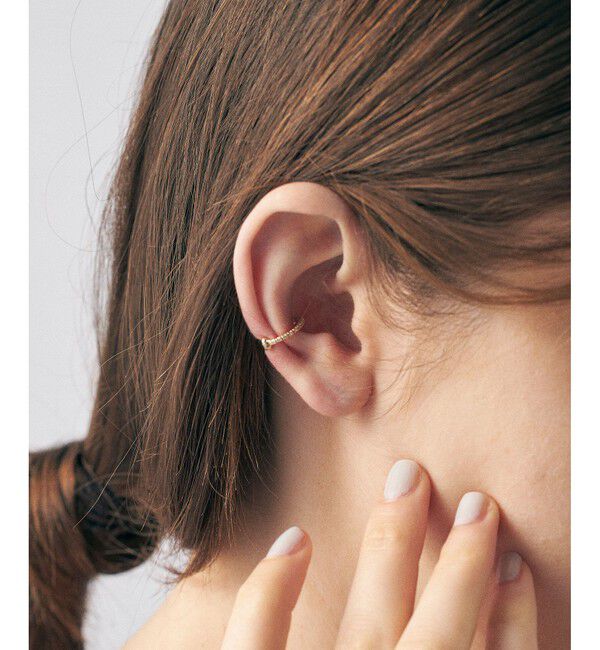 ete「K10YG ダイヤモンド ハグカフ リバーシブル」|イヤーカフ|