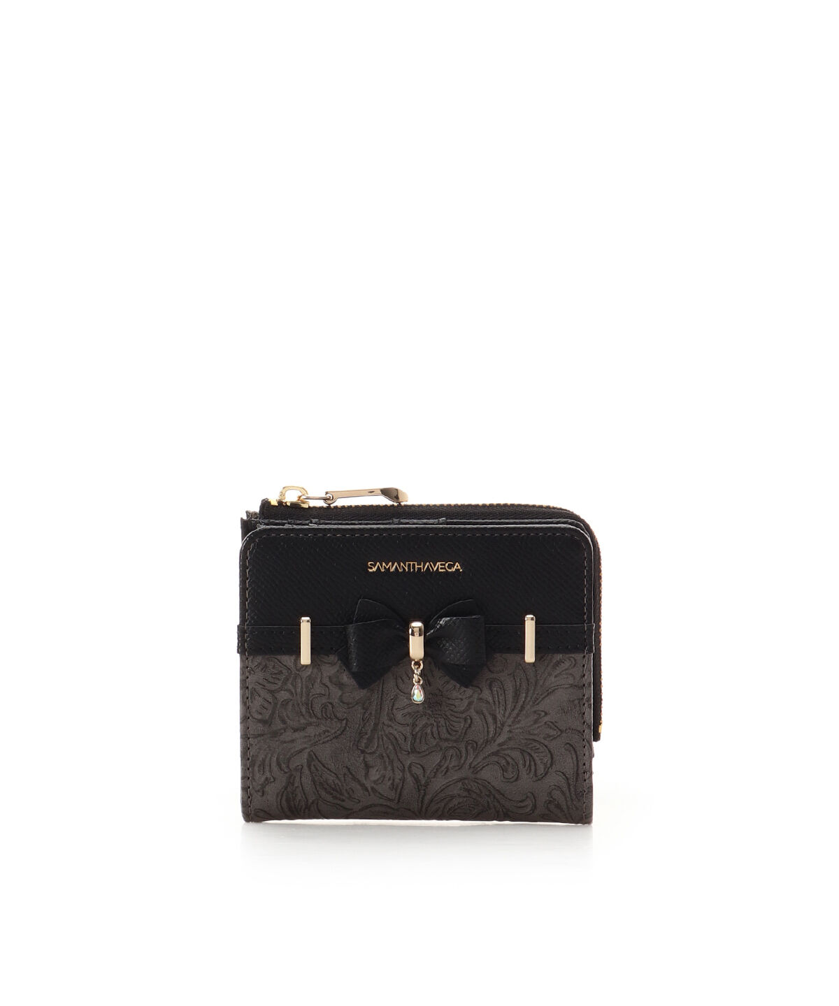 Samantha Vega「フローラルアクセントリボン折財布」|財布|ブラック