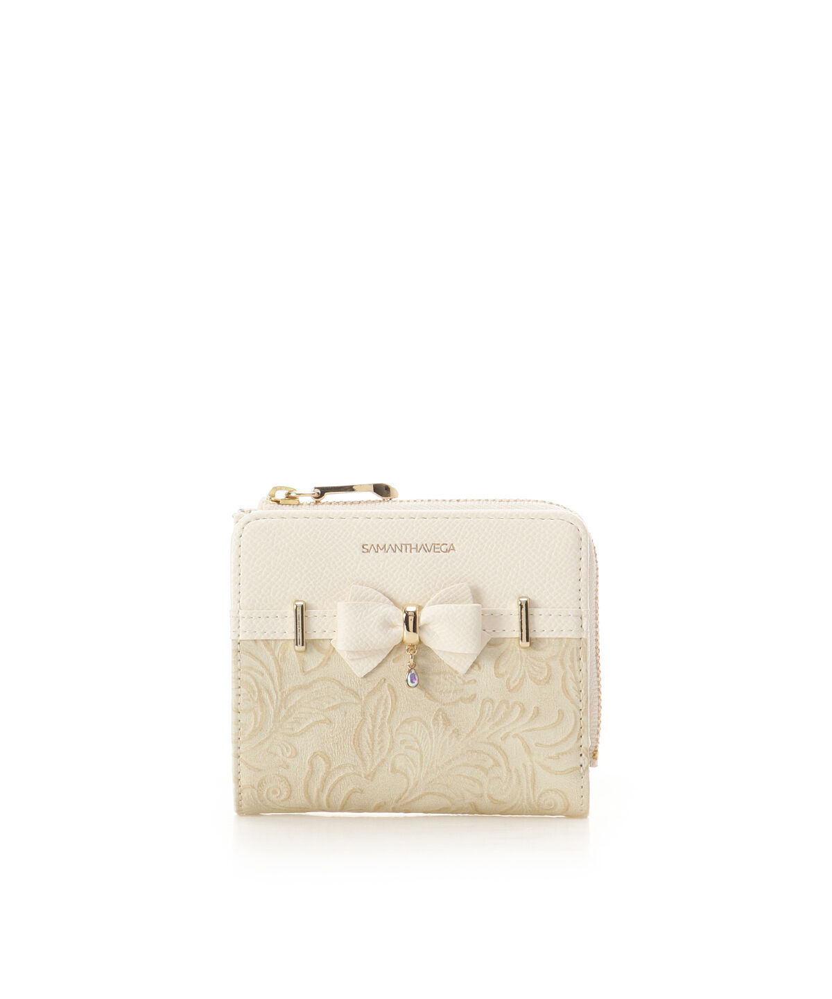Samantha Vega「フローラルアクセントリボン折財布」|財布|オフホワイト