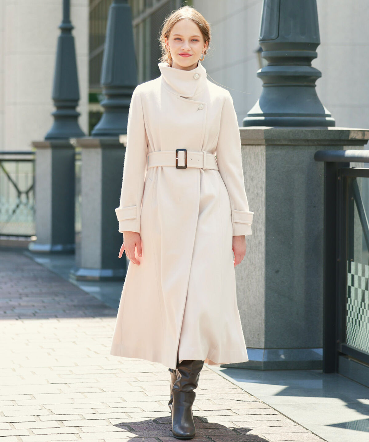 アンドクチュール「ウールビーバースタンドカラーコート」|ステンカラーコート|ﾗｲﾄﾍﾞｰｼﾞｭ