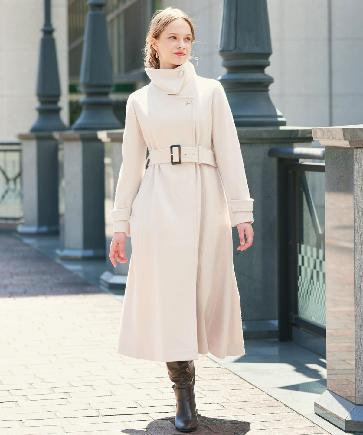 アンドクチュール「ウールビーバースタンドカラーコート」|ステンカラーコート|