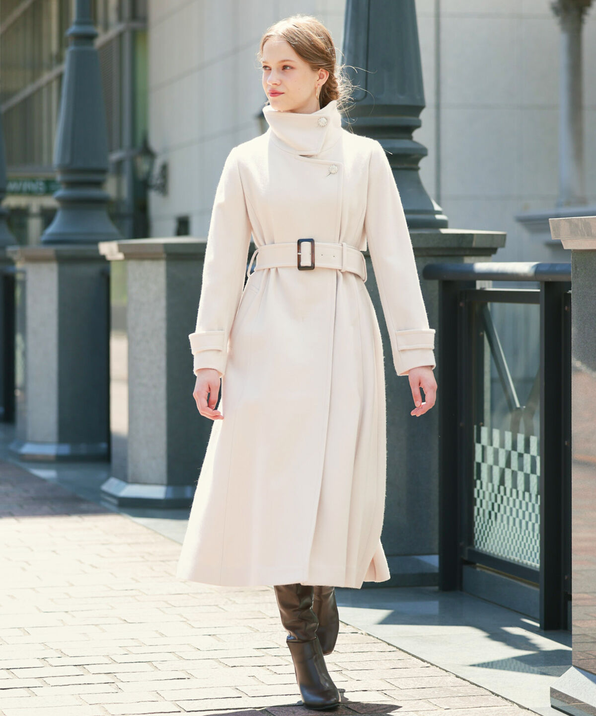 アンドクチュール「ウールビーバースタンドカラーコート」|ステンカラーコート|