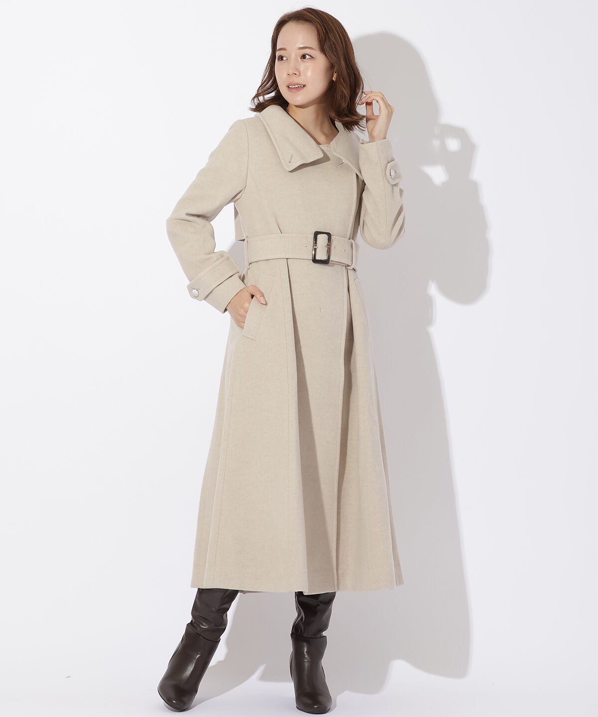 アンドクチュール「ウールビーバースタンドカラーコート」|ステンカラーコート|