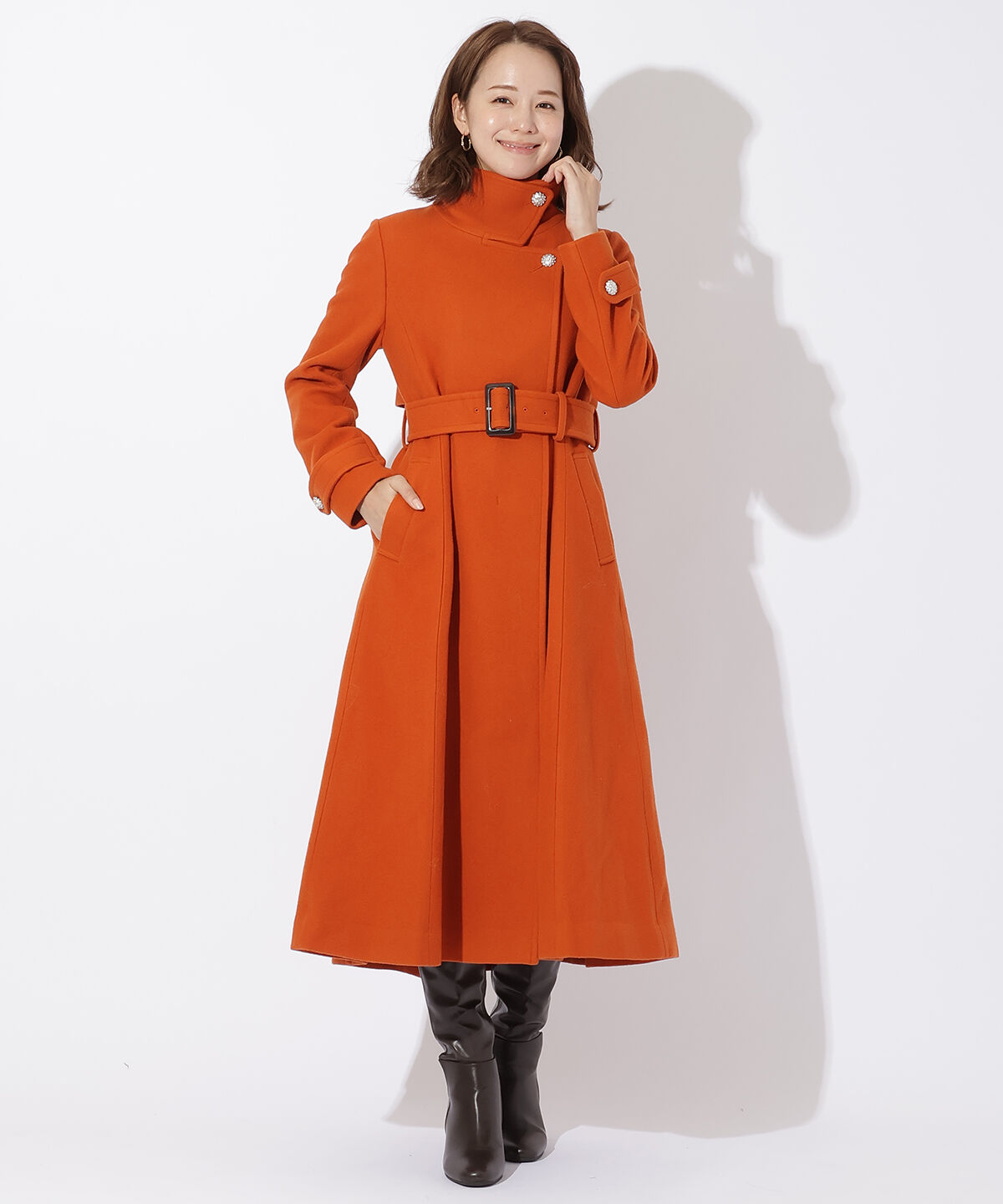 アンドクチュール「ウールビーバースタンドカラーコート」|ステンカラーコート|