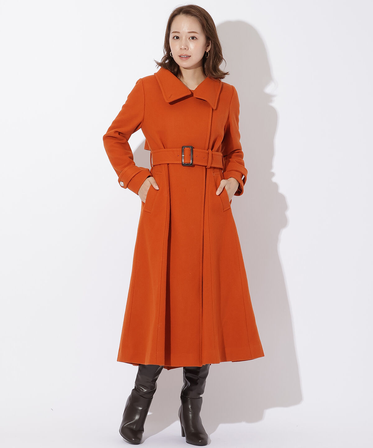 アンドクチュール「ウールビーバースタンドカラーコート」|ステンカラーコート|