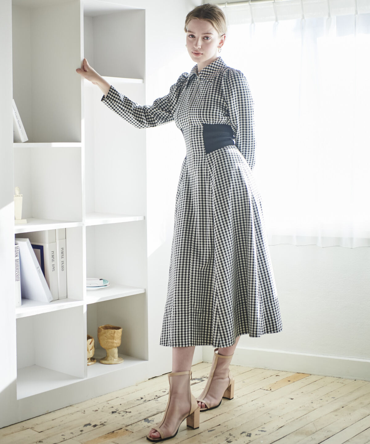 アンドクチュール「ウエストリブフロントジップギンガムチェックワンピース」|ワンピース|