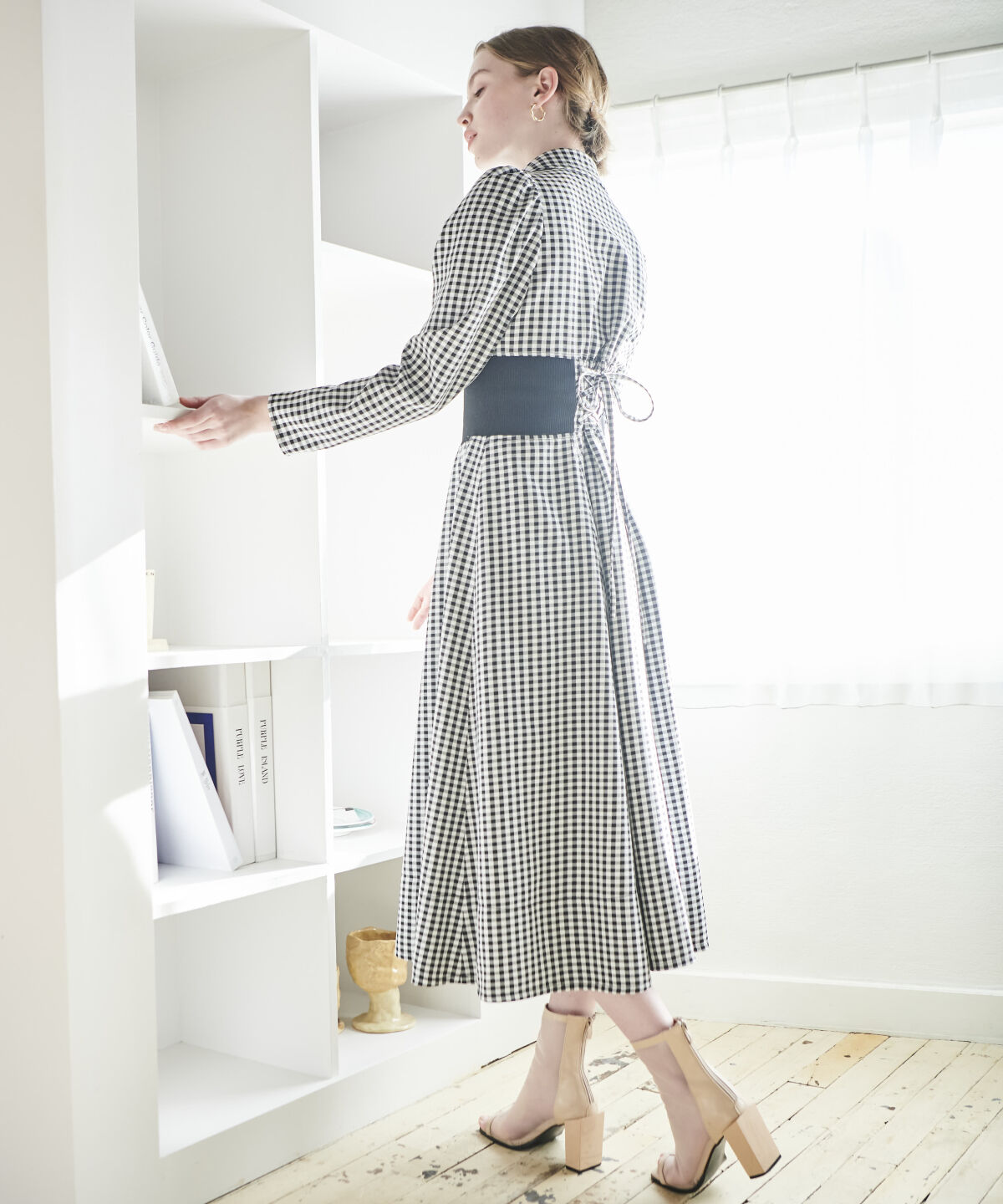 アンドクチュール「ウエストリブフロントジップギンガムチェックワンピース」|ワンピース|