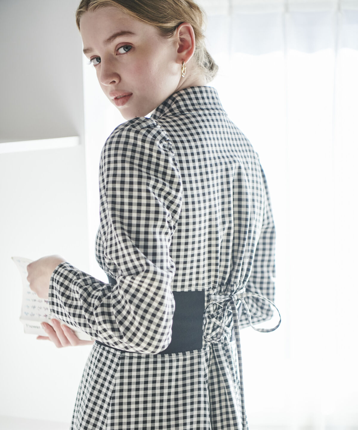 アンドクチュール「ウエストリブフロントジップギンガムチェックワンピース」|ワンピース|