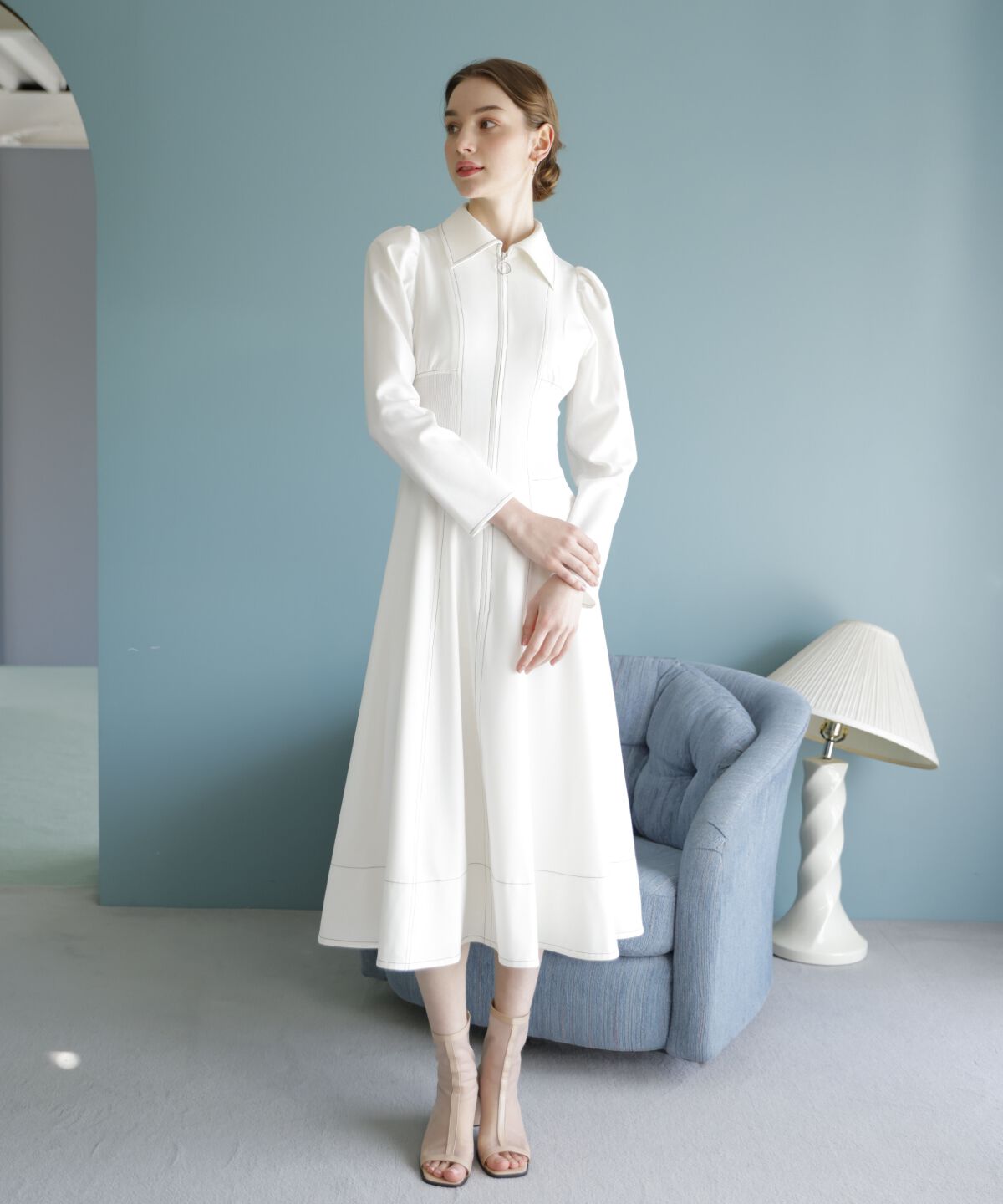 アンドクチュール「ウエストリブフロントジップワンピース」|ワンピース|