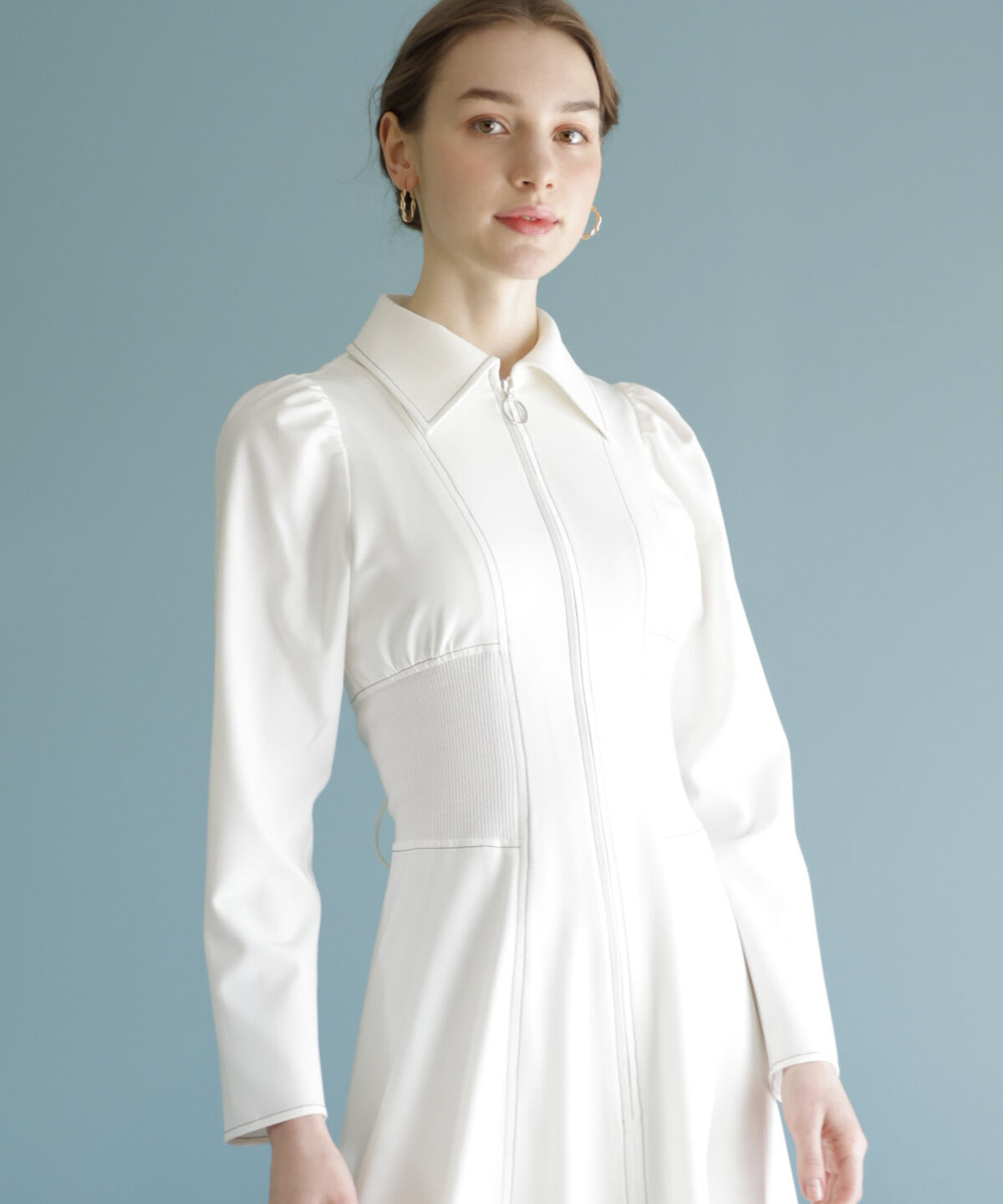 アンドクチュール「ウエストリブフロントジップワンピース」|ワンピース|