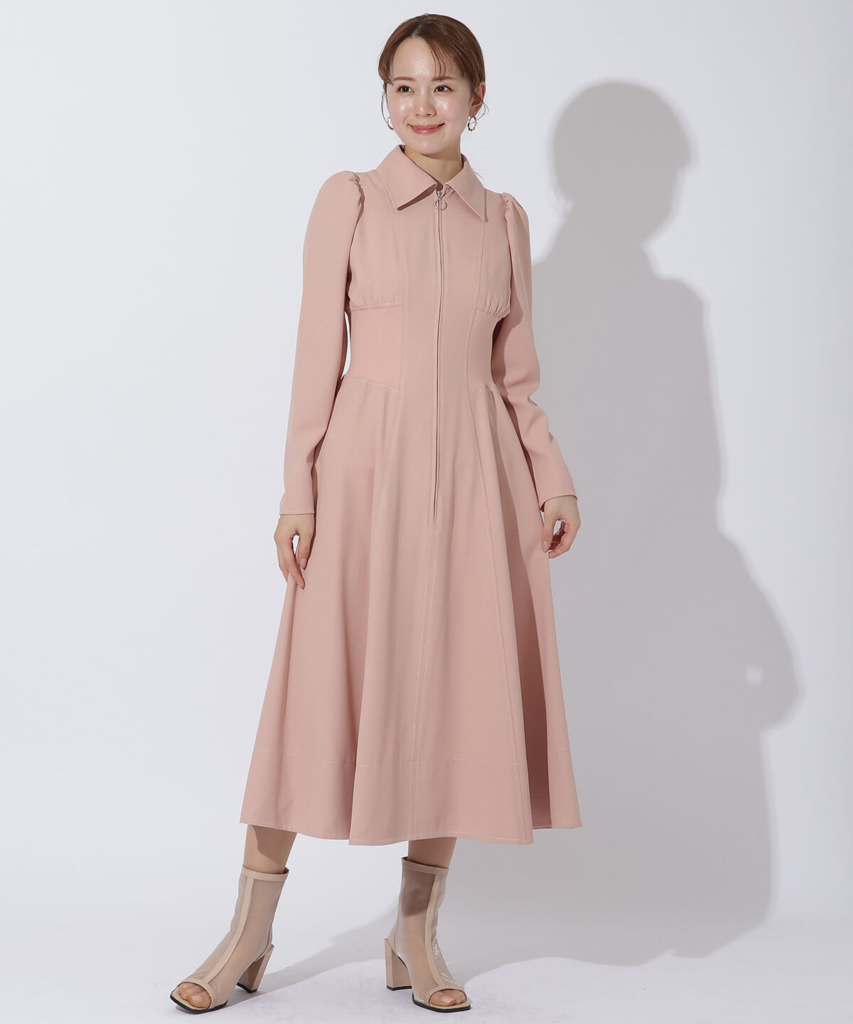 アンドクチュール「ウエストリブフロントジップワンピース」|ワンピース|