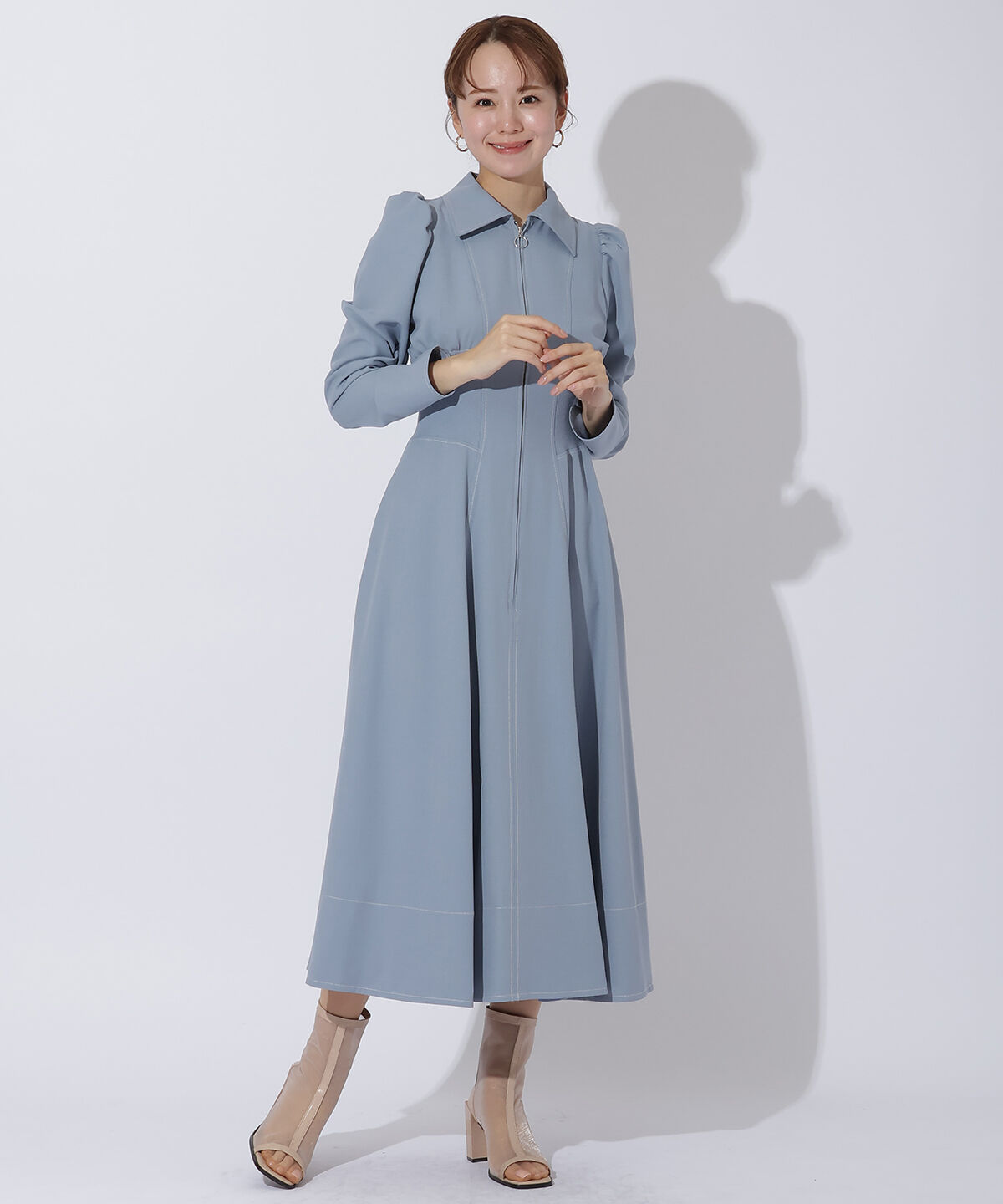 アンドクチュール「ウエストリブフロントジップワンピース」|ワンピース|