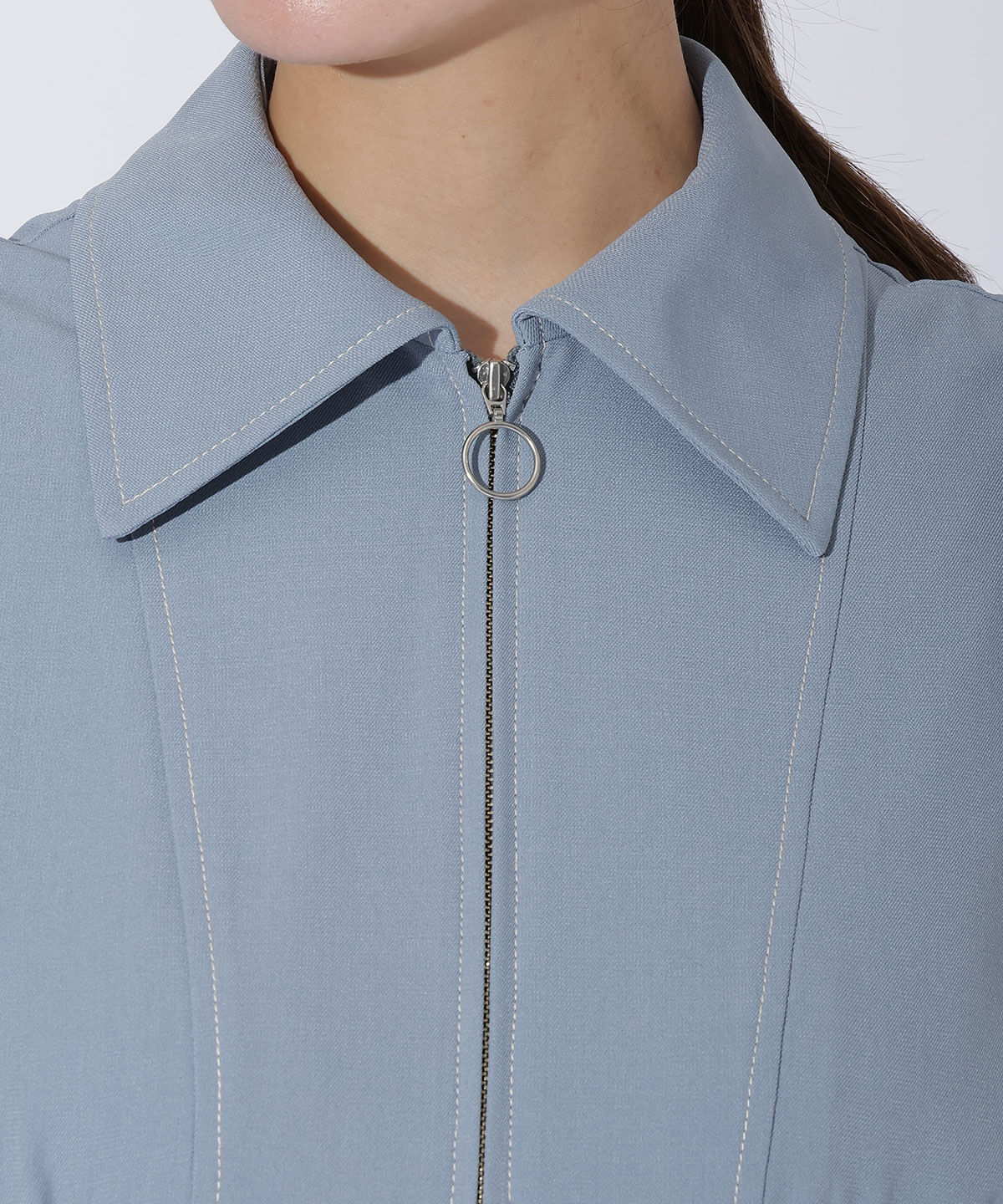 アンドクチュール「ウエストリブフロントジップワンピース」|ワンピース|