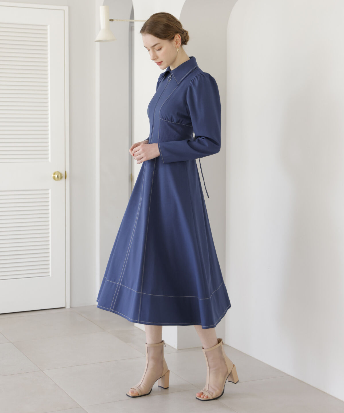 アンドクチュール「ウエストリブフロントジップワンピース」|ワンピース|