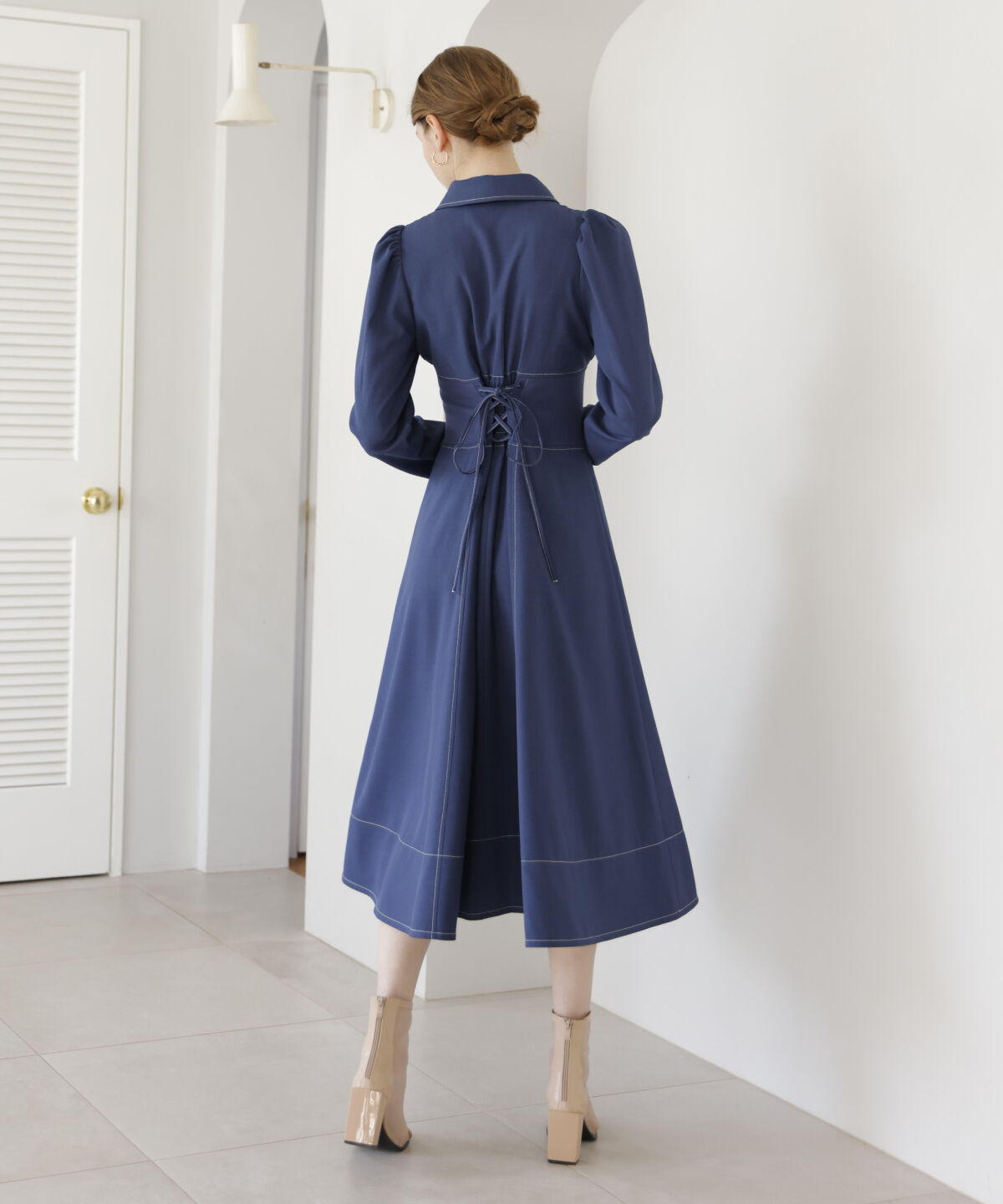 アンドクチュール「ウエストリブフロントジップワンピース」|ワンピース|